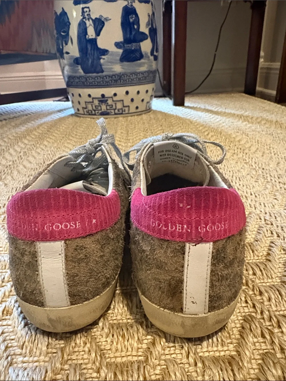Golden Goose Leopard Print Sneakers with Blue Star Accent